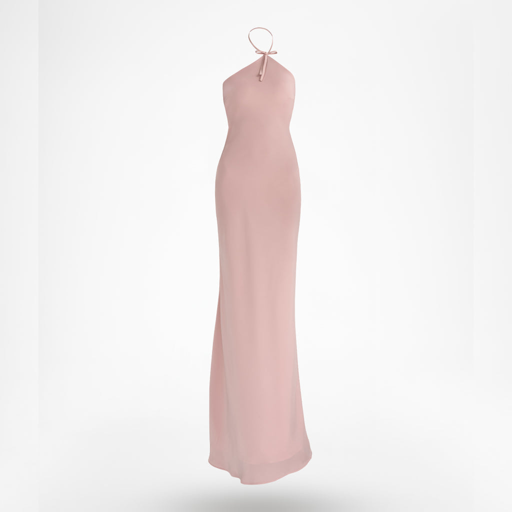 LILA – Đầm lụa dài cổ yếm
