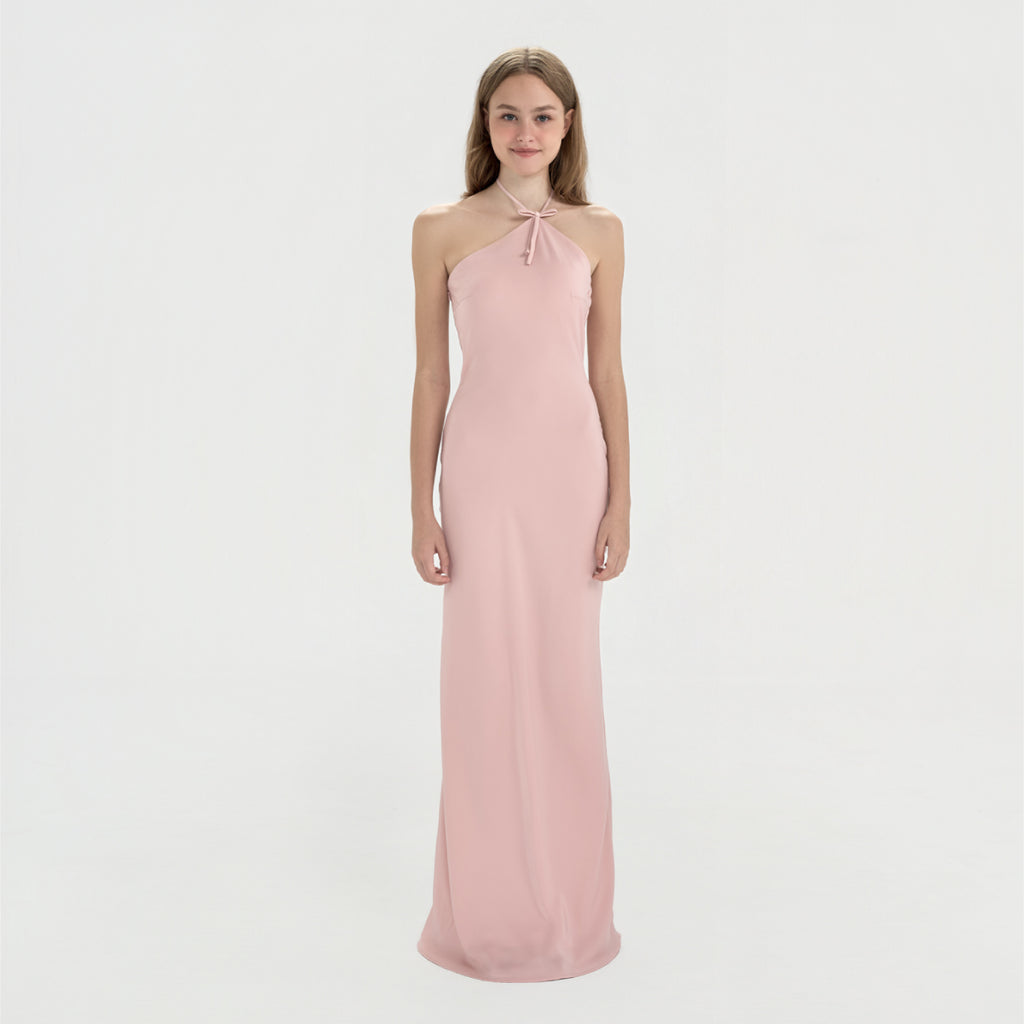 LILA – Đầm lụa dài cổ yếm